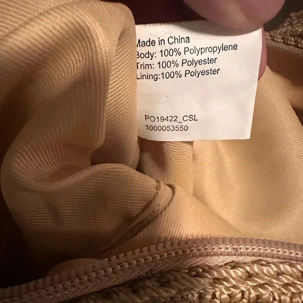 The Sak Y2K 90s Knit Crochet w/ Woven Ribbons Tan & Rainbow Purse. - Picture 3 of 10